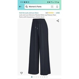 Lock&Love Charcoal Pleated Wide Palazzo Pants Women’s Size S-M NEW